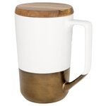 Керамическая кружка Tahoe для чая и кофе с деревянной крышкой, белый - изображение