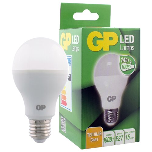 фото Светодиодная лампа gp lighting, груша, 14 вт. e27, теплый свет (2700к)