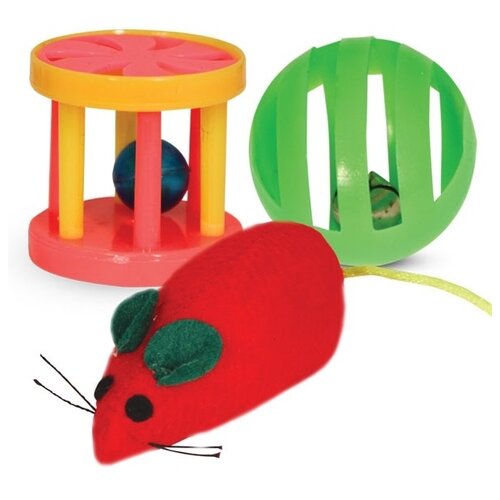 фото Набор игрушек для кошек "triol" (мышь, шар, барабан)