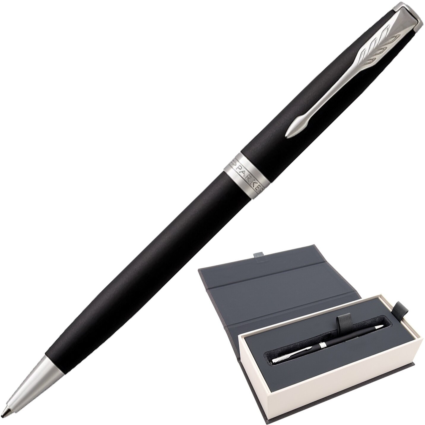 Ручка шариковая PARKER Sonnet Core Matt Black CT, черный матовый лак, палладий, черная, 1931524