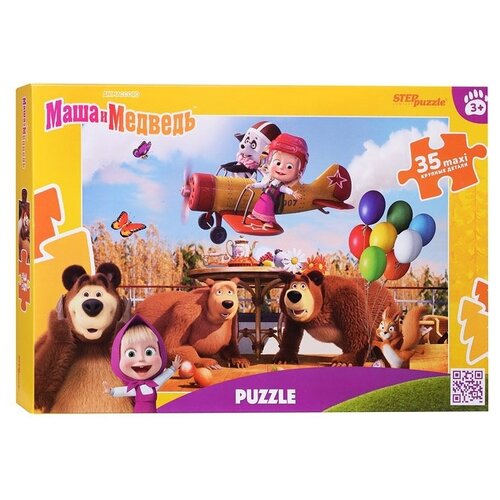 пазл step puzzle disney моана 91151 35 дет Макси-пазл Step Puzzle 35 элементов, Маша и Медведь, в коробке (91282)