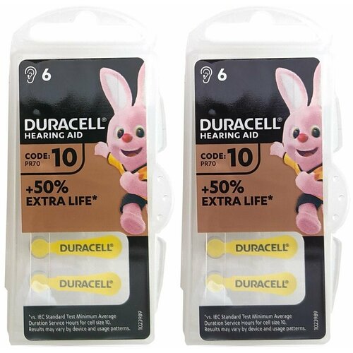 Батарейки (12шт) для слуховых аппаратов DURACELL ZA10 (PR70) 1.45В