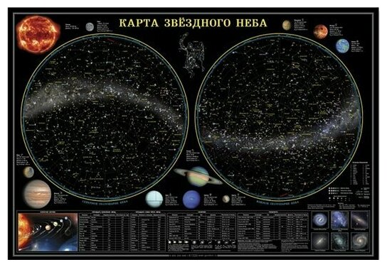ГеоДом/Карта//Звездное небо. Планеты. Формат 101 х 69 см. Ламинированная, пвх - рукав/