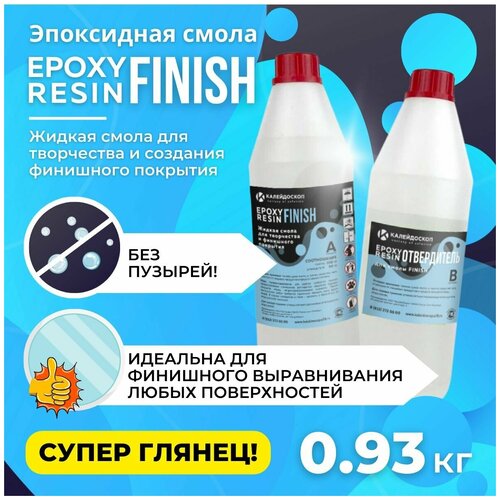 Набор Эпоксидная смола для творчества FINISH (жидкая)+отвердитель - 0.93 кг. Калейдоскоп