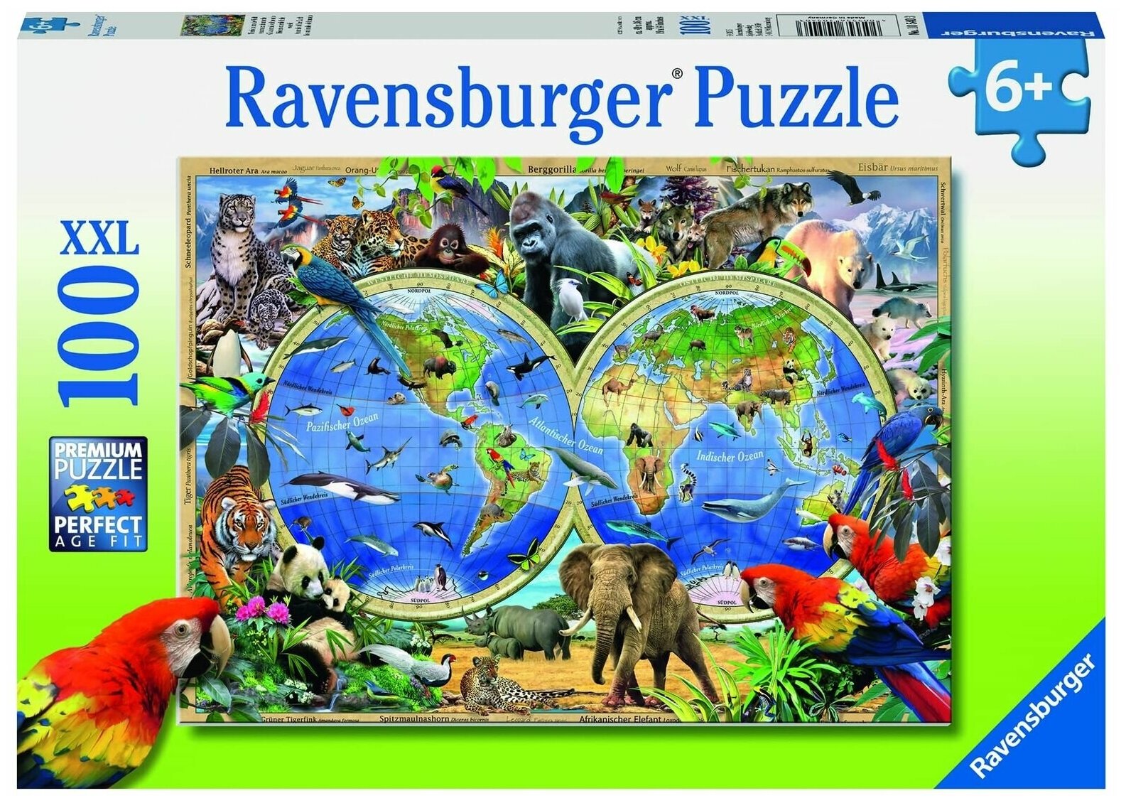 Ravensburger. Пазл карт. 100 "Животные земли"