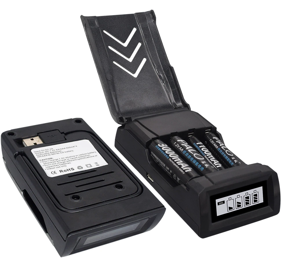 Универсальное USB Зарядное устройство для аккумуляторных батареек NIMH NICD типа AA AAA с дисплеем