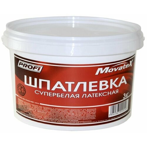 Movatex Шпаклевка PROFI латексная супербелая 3 кг Т05874