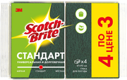 Губка для посуды Scotch-Brite Стандарт, зеленый/желтый, 4 шт.