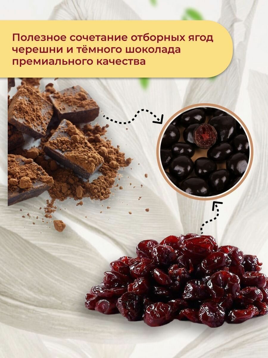 Черешня в шоколаде темном сушеная без косточки, конфеты в глазури 200 грамм, Планета шоколада - фотография № 2