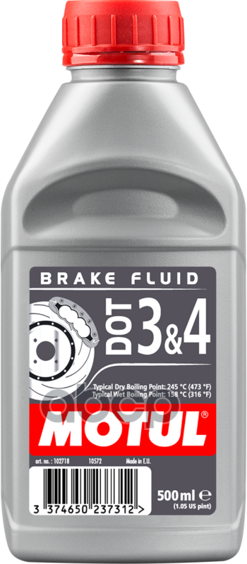 Тормозная Жидкость Dot 3 & 4 Brake Fluid 0,5Л 102718 MOTUL арт. 102718