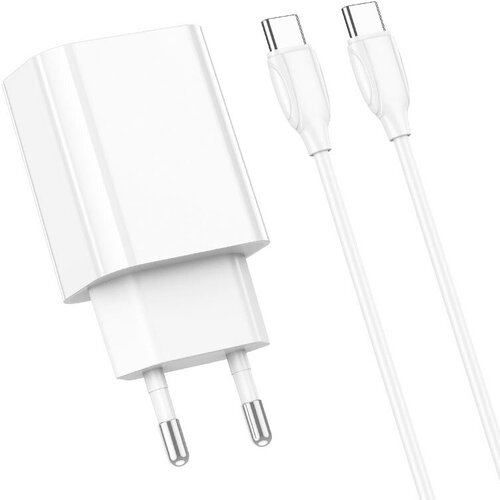 СЗУ Borofone BA65A, один порт 2.1A, с кабелем Type-C/Type-C, белый сзу 2usb type c borofone ba23a 1м 2 4a white