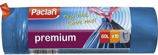 Мешки для мусора с завязками Paclan Premium (60л/10шт) ПВД