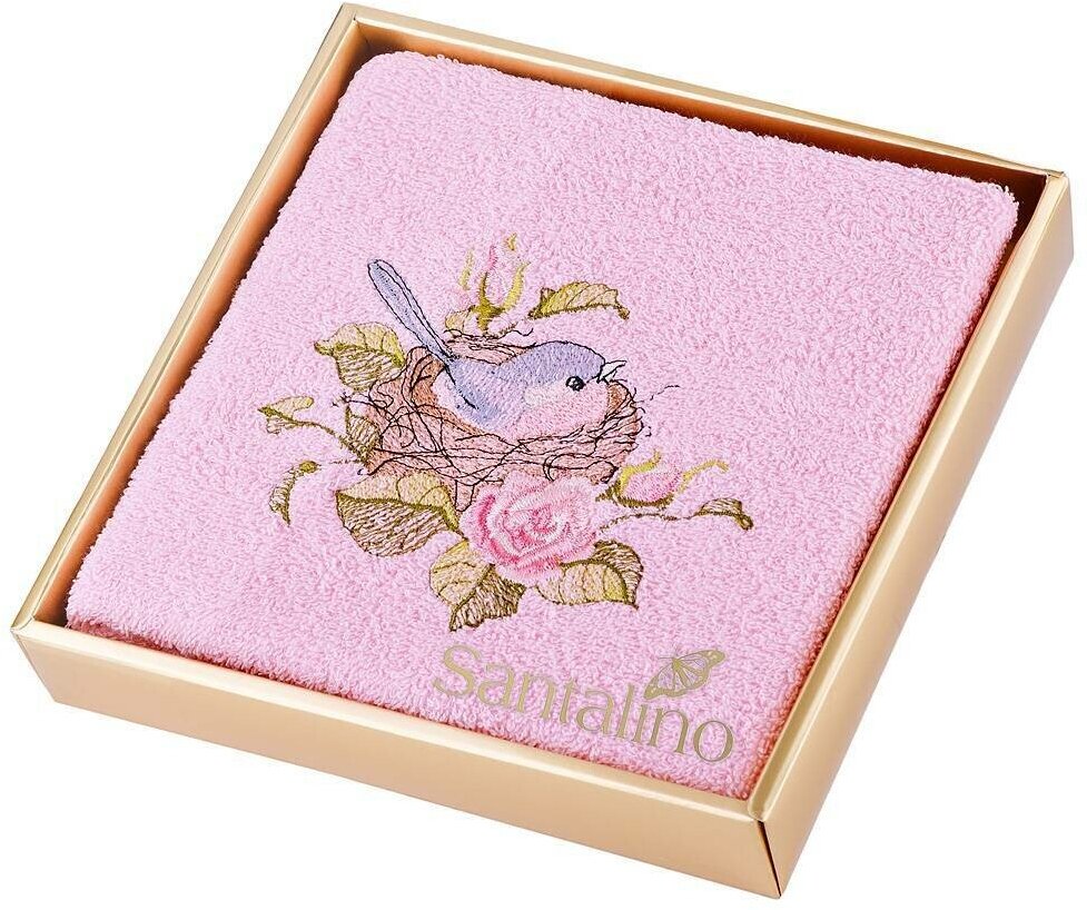 Полотенце махровое ,40х70 см , малиновка , розовый, Santalino (850-330-55) - фотография № 1