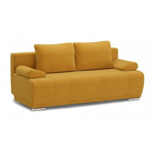 Мягкая мебель Диван кровать прямой Капри Желтый Savana plus yellow, обивка рогожка в гостиную, детскую, спальню еврокнижка (195х93х80см)