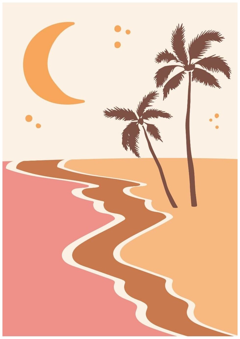 Постер / Плакат / Картина на холсте Природа - Пальмы звездной ночью