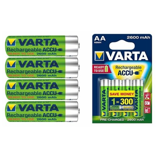Аккумулятор Varta R6 (AA) Longlife Ni-Mh 2600mAh (4шт.) аккумулятор r6 2600mah energenie eg ba aa26 01 bl 2