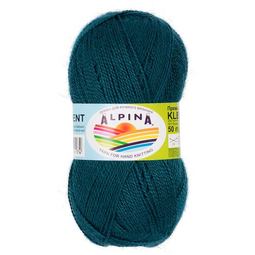 Пряжа Alpina Klement, 80 % альпака, 20 % мериносовая шерсть, 50 г, 300 м, 4 шт., сине-зеленый 300 м