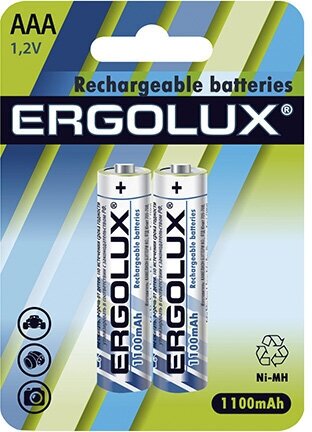 Батарейки Ergolux Ni-MH Rechargeable ААА 2шт - фото №1