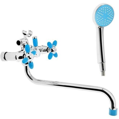 Cмеситель для ванны A7182M, двухвентильный, синий/хром