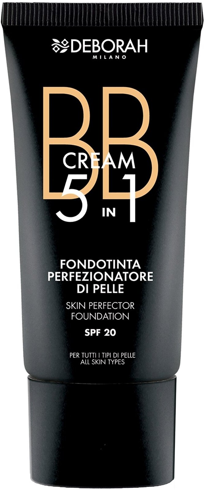 DEBORAH MILANO Тональный крем BB Cream 5 In 1 Skin Perfector Foundation, 30 мл, 04 Абрикосовый