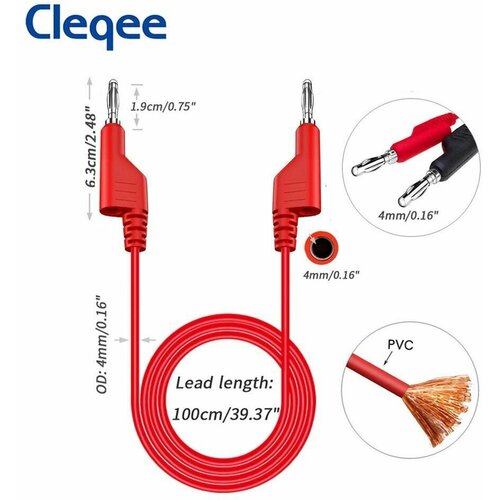 Набор тестовых проводов Cleqee P1036, banana-banana, пара красный+черный