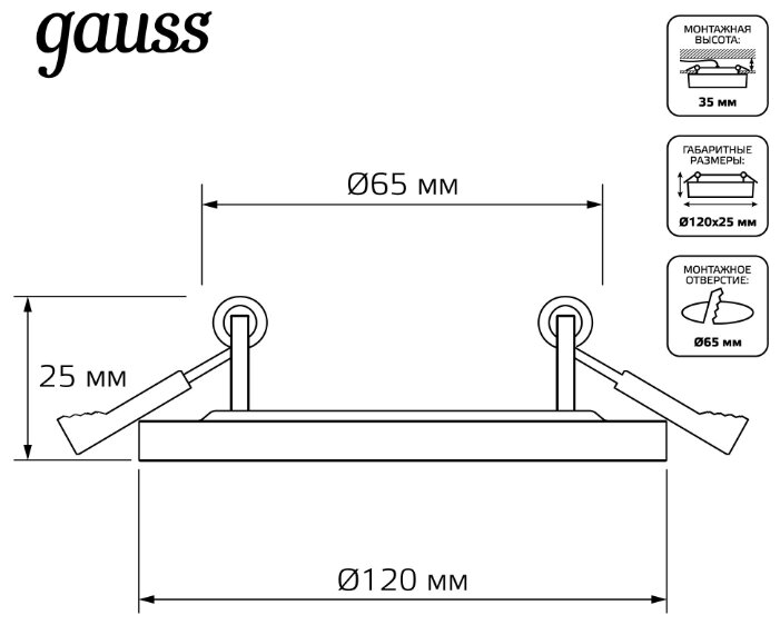 Светильник Gauss Backlight BL136 Кругл./узор. Белый, Gu5.3, 3W, LED 4000K 1/40 - фотография № 8