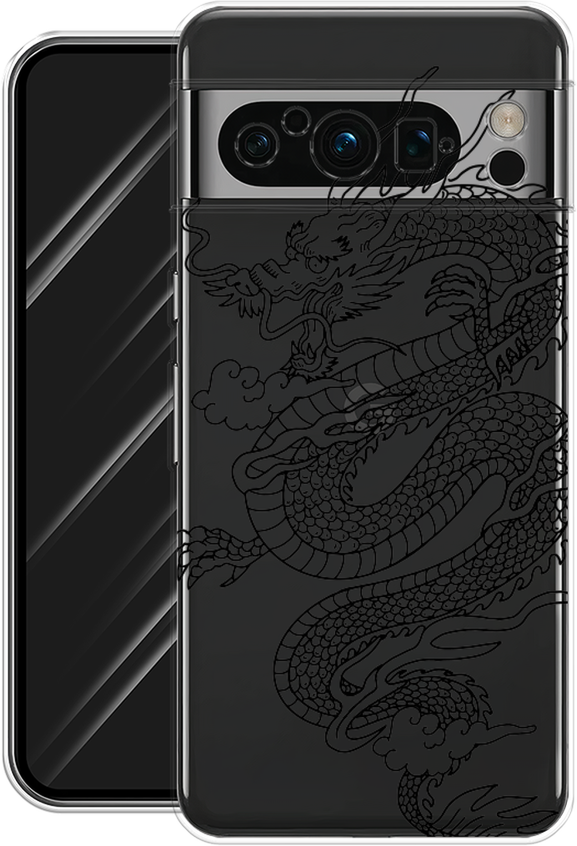 Силиконовый чехол на Google Pixel 8 Pro / Гугл Пиксель 8 Про "Большой китайский дракон", прозрачный