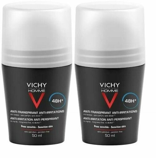 Vichy Набор Мужской Дезодорант для чувствительной кожи 48 ч, 50 мл х 2 шт