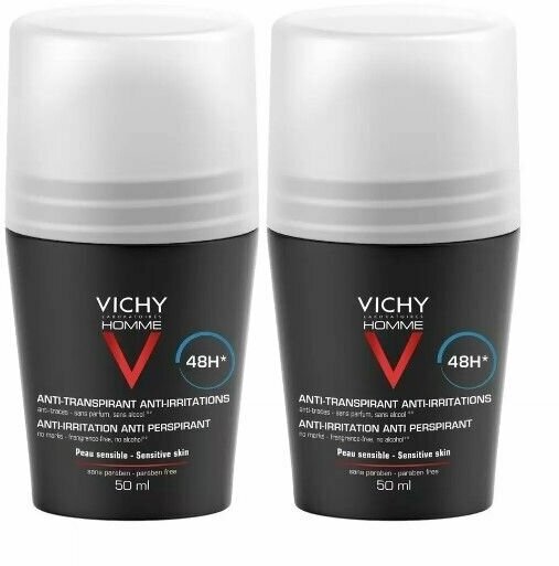 Vichy Набор Мужской Дезодорант для чувствительной кожи 48 ч, 50 мл х 2 шт