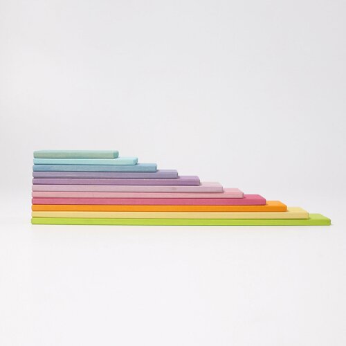 Деревянный игровой набор Дощечки к радуге цвета пастель, 12 деталей