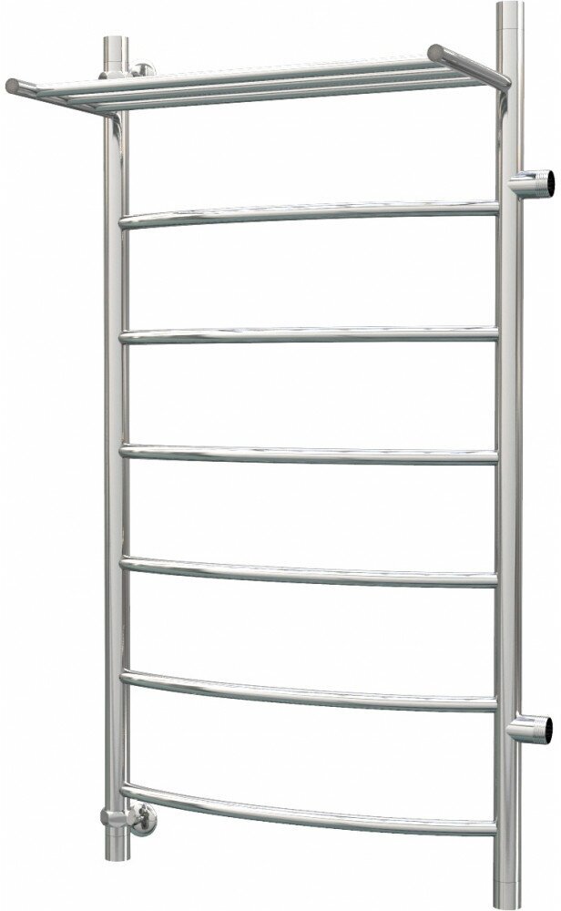 фото Водяной полотенцесушитель Роснерж Дуга L104101 100x40 с полкой и боковым подключением 600, правый