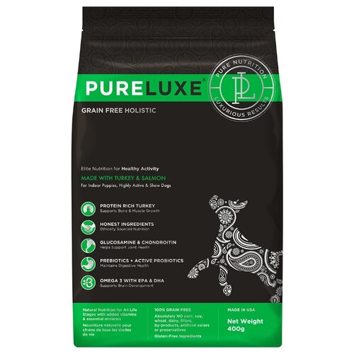 фото Корм для собак PureLuxe (0.4 кг) Elite Nutrition for healthy activity dogs with turkey & salmon