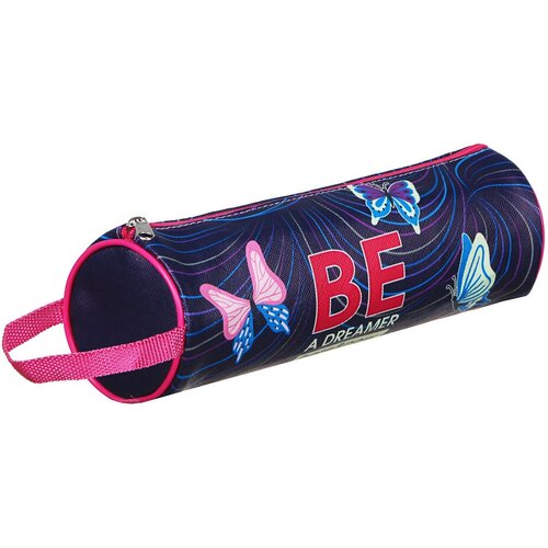 Пенал, мягкий круглый 21х7х7см с ручкой, с антисминаемым вкладышем, ПВХ