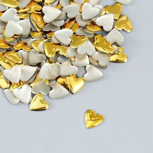 Декор для творчества металл Сердца золото набор 200 шт 0,8х0,8 см