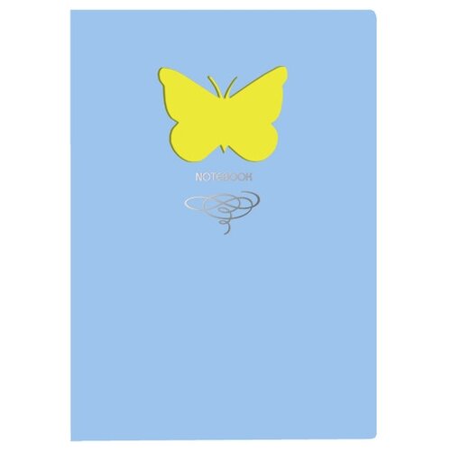 Книга для записей Butterfly. Голубой, А6+, 80 листов, линия