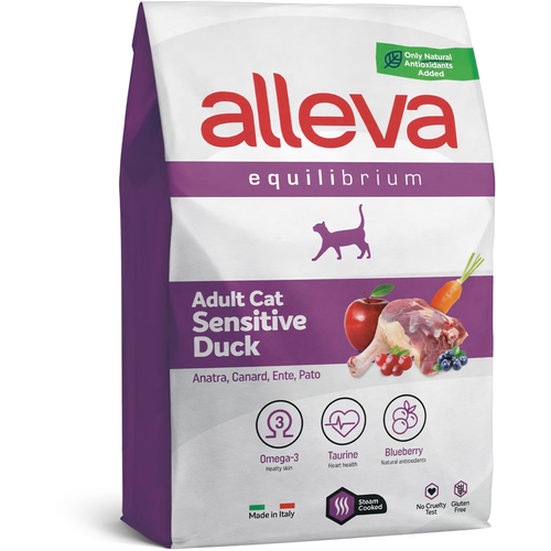 Alleva Equilibrium Cat сухой корм для взрослых кошек с уткой, Adult Sensitive Duck, 10 кг аллева эквилибриум сенситив с уткой equilibrium sensitive duck 10 кг
