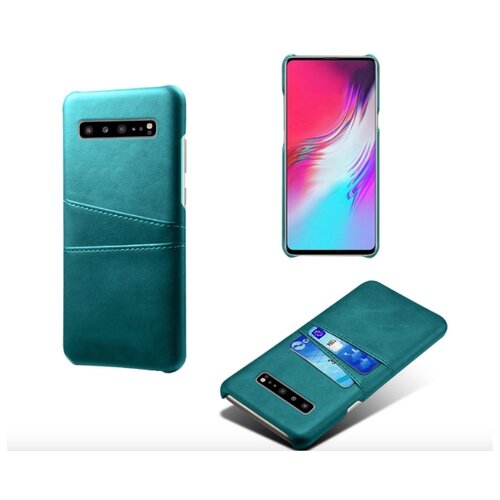 фото Чехол панель-накладка mypads для samsung galaxy s10e из качественной импортной кожи с визитницей с отделением для банковских карт мужской женский зеленый