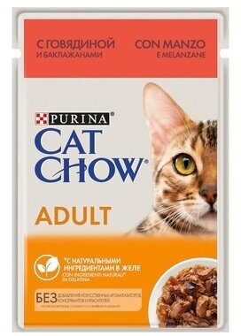 Влажный корм для кошек CAT CHOW с говядиной и баклажанами 26 шт. х 85 г (кусочки в желе) - фотография № 10