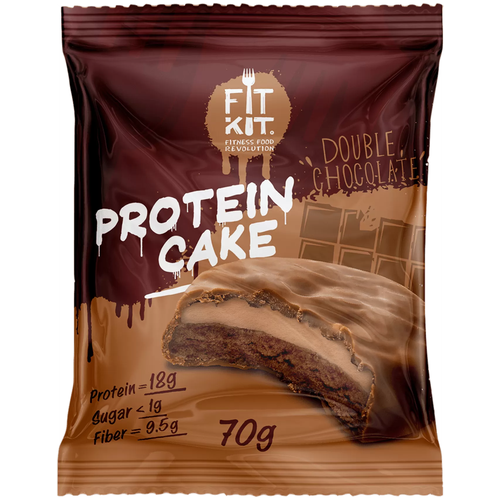 Печенье протеиновое Fit Kit Protein cake, со вкусом двойного шоколада, спортивное питание, 70 г