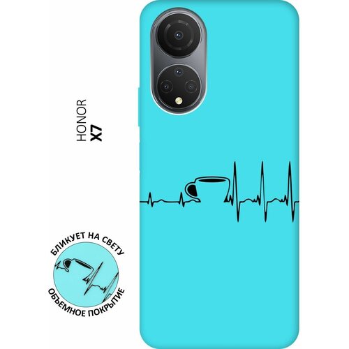 Матовый чехол Coffee Cardiogram для Honor X7 / Хонор Х7 с 3D эффектом мятный матовый чехол coffee cardiogram для honor x7a хонор х7а с 3d эффектом мятный