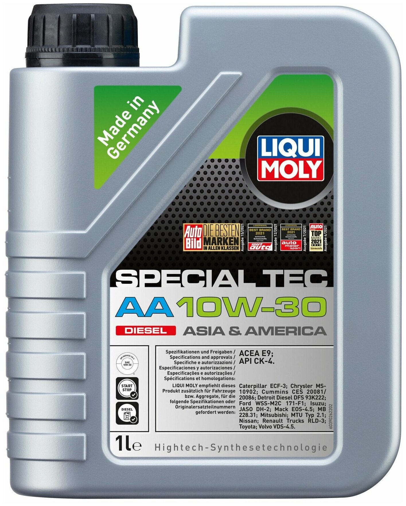 39026 LiquiMoly НС-синтетическое моторное масло Special Tec AA Diesel 10W-30 1л