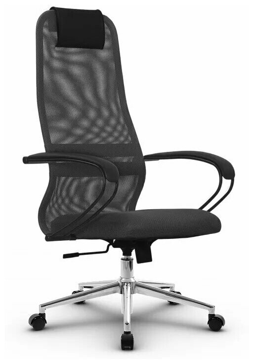 Кресло руководителя Метта SU-BP-8 Темно-серый/Темно-серый крестовина CH