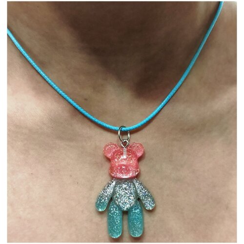 Колье, эпоксидная смола, длина 44 см, розовый