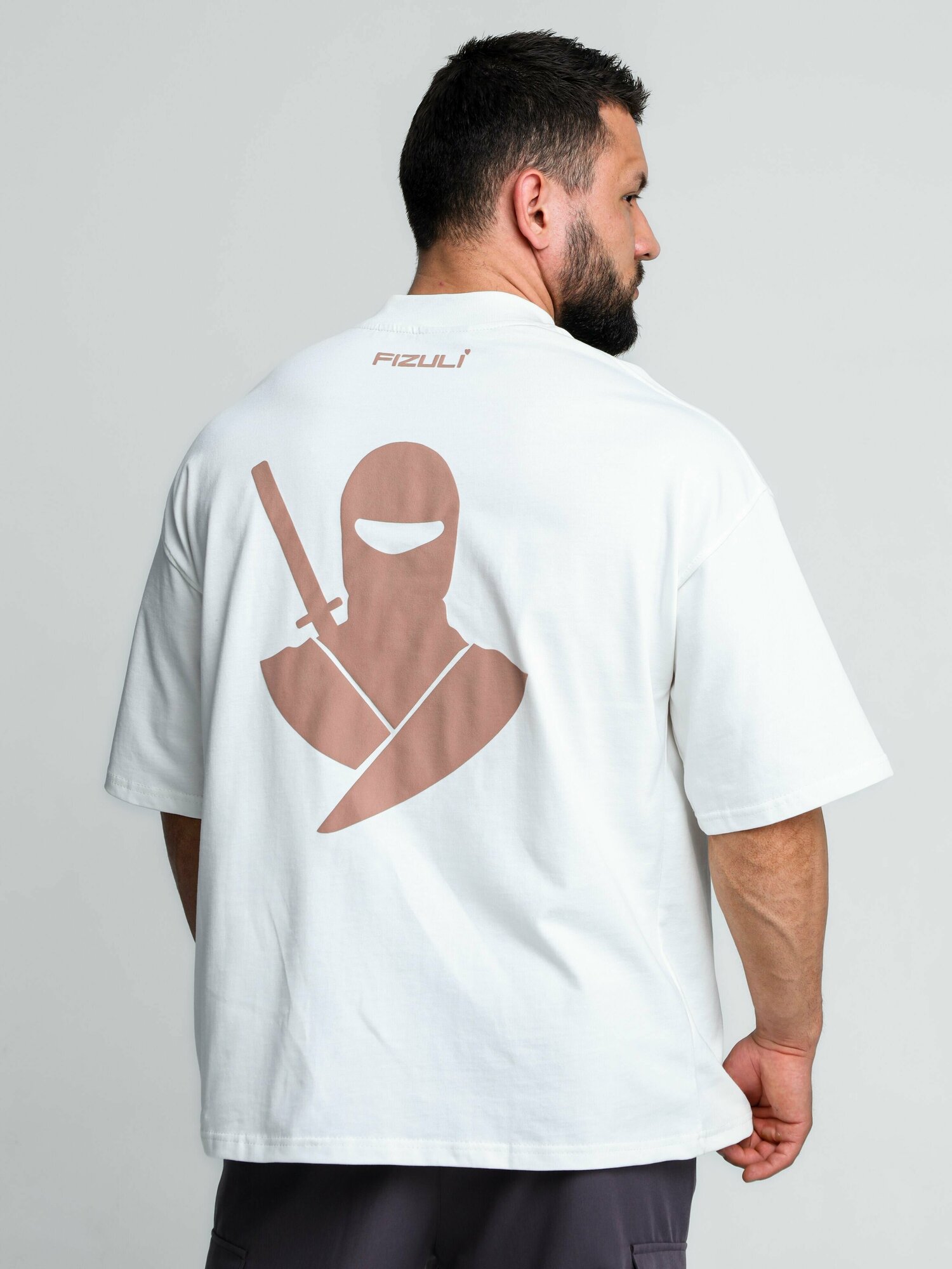 Футболка оверсайз концептуальная с принтом ниндзя FIZULI OVERSIZE WHITE 