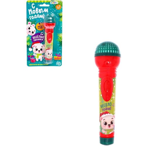 zabiaka музыкальный микрофон с новым годом свет звук зеленый 4262376 Микрофон музыкальный ZABIAKA С Новым годом!, звук, свет, для детей
