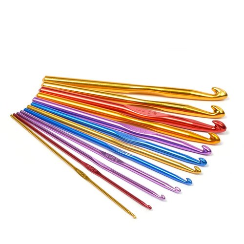 набор алюминиевых крючков maxwell colors с эргономичной ручкой 2 0 6 0 мм Набор алюминиевых крючков арт. AL-CH04 Maxwell Colors MIX (2-9мм)