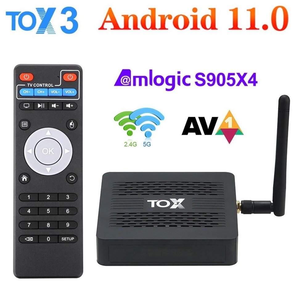 TOX3 4/32 Gb IPTV Android TV приставка на Amlogic S905X4.