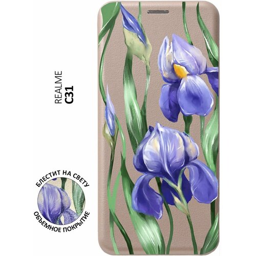 Чехол-книжка на realme C31, Рилми С31 с 3D принтом Amazing Irises золотой чехол книжка на realme 11 рилми 11 с 3d принтом amazing irises золотой