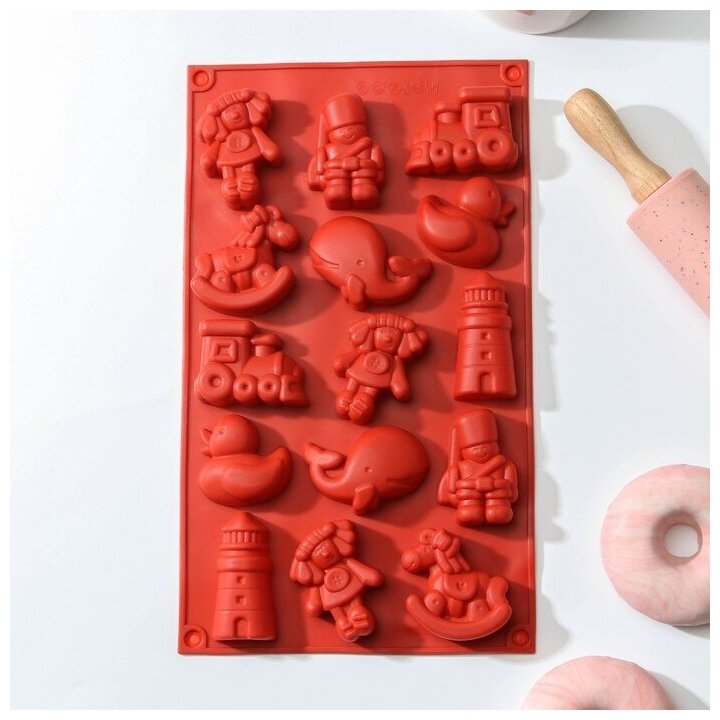 фото Форма силиконовая для выпечки Доляна «Сказка. Детское воображение», 30×17,5 см, 15 ячеек, цвет микс ТероПром 3976068