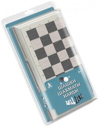 Игра настольная "Шашки- Шахматы- Нарды" (большие, серые) блистер